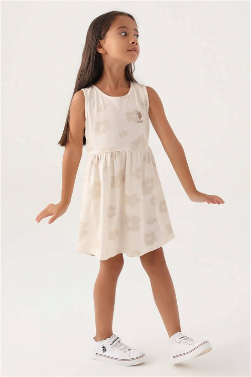 U.S. Polo Assn Lisanslı Floral Dress Bej Kız Çocuk Gecelik