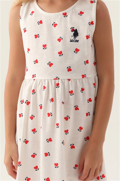 U.S. Polo Assn Lisanslı Heart Dress Krem Kız Çocuk Gecelik