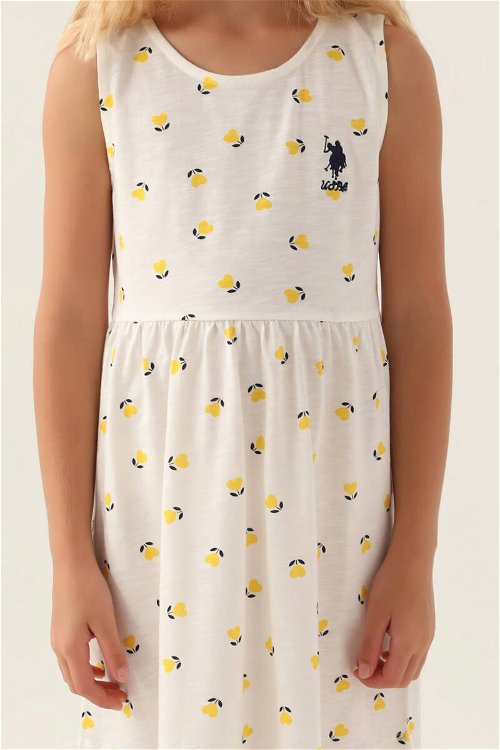 U.S. Polo Assn Lisanslı Heart Dress Sarı Kız Çocuk Gecelik