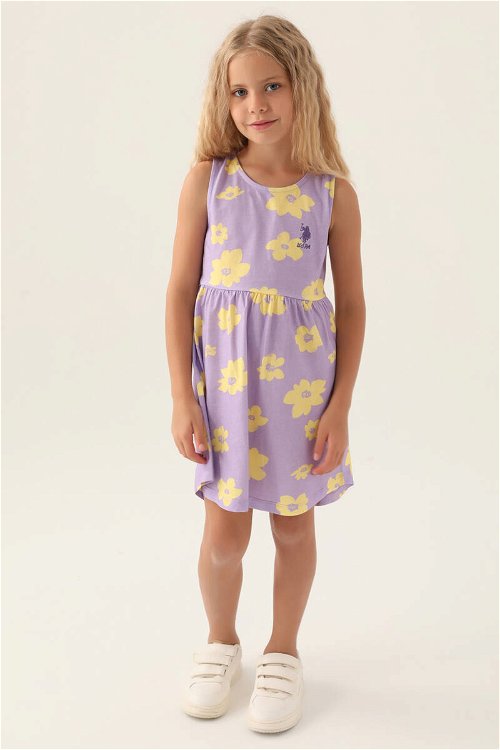 U.S. Polo Assn Lisanslı Floral Dress Lila Kız Çocuk Gecelik