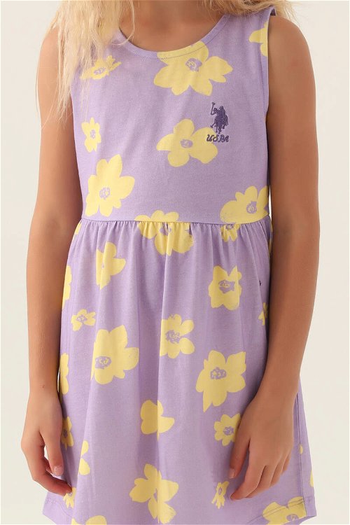 U.S. Polo Assn Lisanslı Floral Dress Lila Kız Çocuk Gecelik