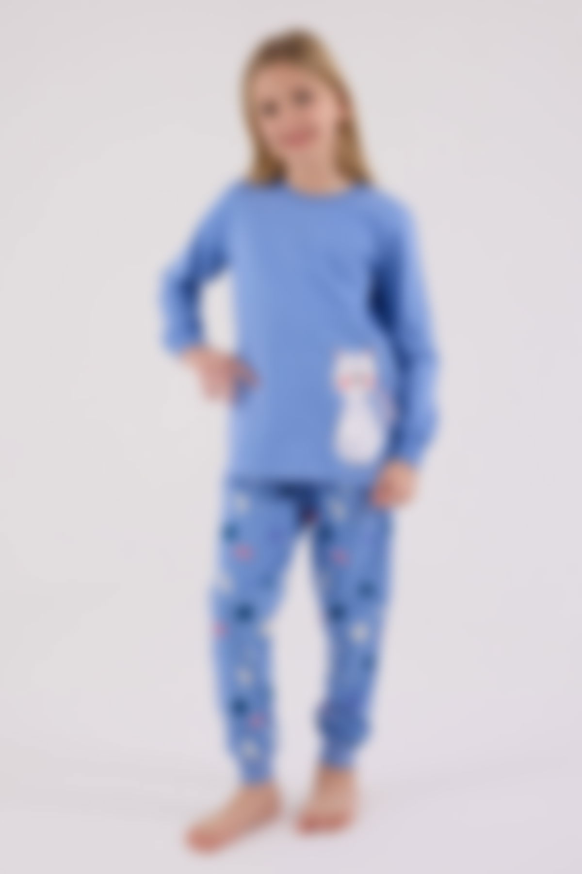 Rolypoly - Rolypoly Kız Çocuk Mavi Pijama Takımı