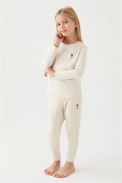 U.s Polo Asnn Kız Çocuk Bej Pijama Takımı