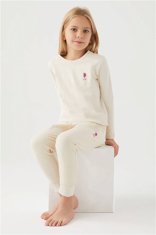 U.s Polo Asnn Kız Çocuk Bej Pijama Takımı
