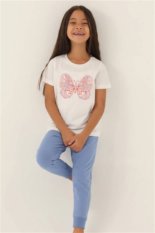 RolyPoly Butterfly Krem Kız Çocuk Pijama Takımı