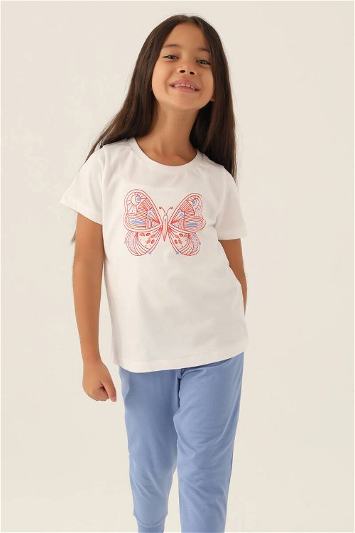 RolyPoly Butterfly Krem Kız Çocuk Pijama Takımı