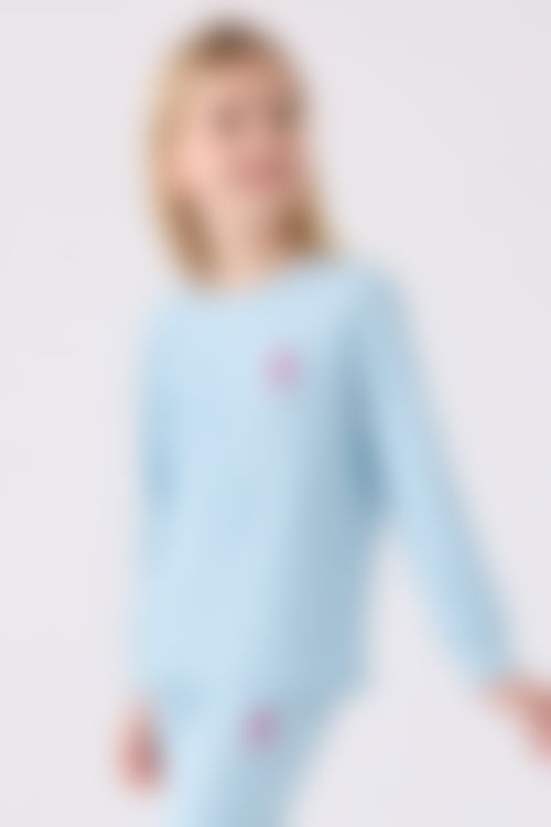U.S. Polo Assn - U.S. Polo Assn Kız Çocuk Mavi Pijama Takımı