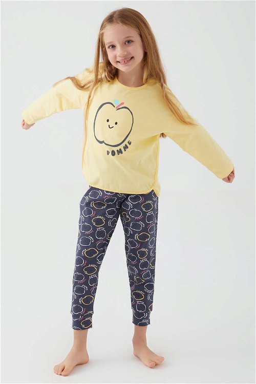 Rolypoly Pomme Apple Sarı Kız Çocuk Uzun Kol Pijama Takım