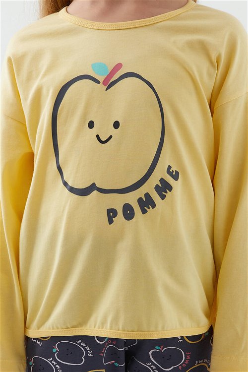 Rolypoly Pomme Apple Sarı Kız Çocuk Uzun Kol Pijama Takım
