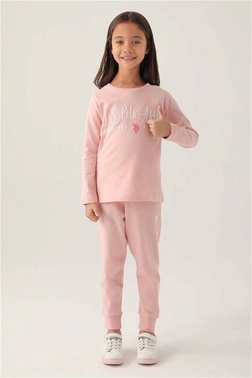 U.s Polo Asnn Kız Çocuk Pudra Pijama Takımı