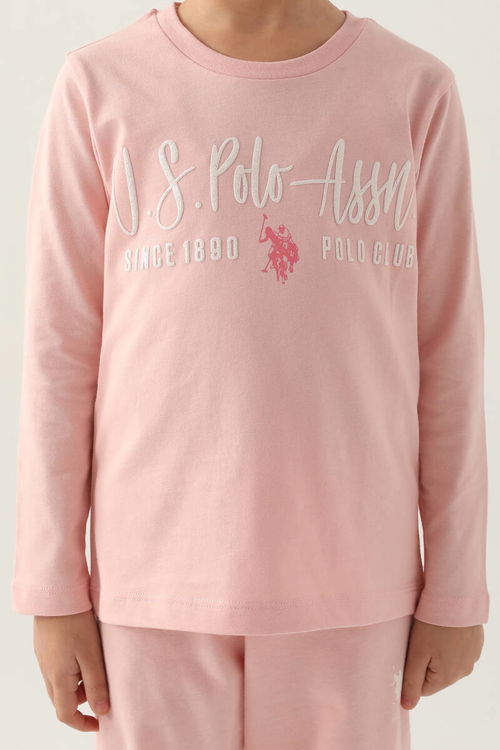 US Polo Assn Kız Çocuk Pembe Pijama Takımı