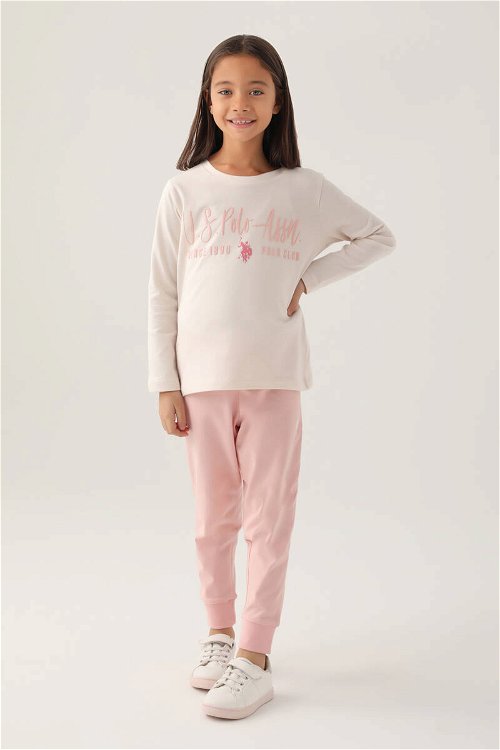 U.s Polo Asnn Kız Çocuk Krem Pijama Takımı
