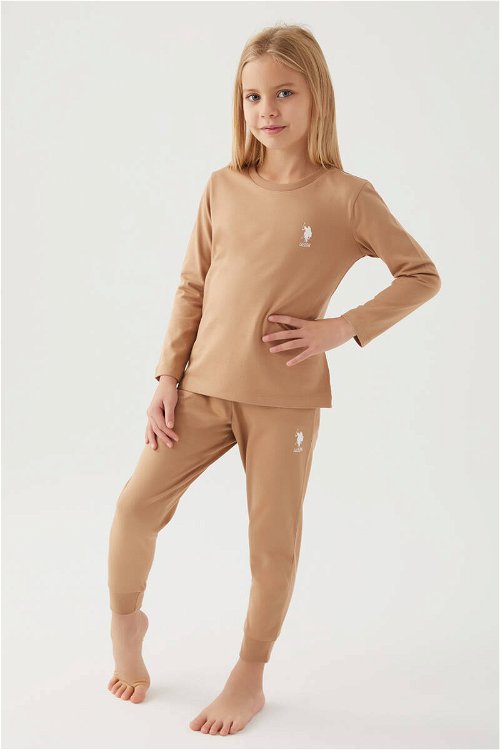 U.s Polo Asnn Kız Çocuk Vizon Pijama Takımı