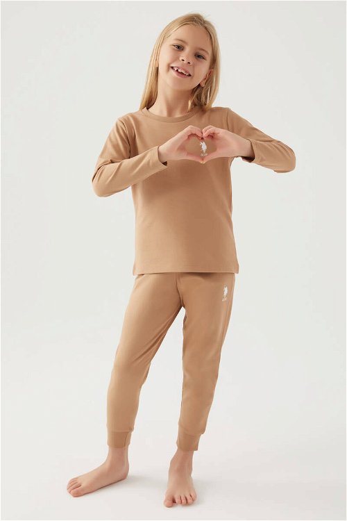U.s Polo Asnn Kız Çocuk Vizon Pijama Takımı