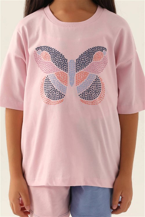 RolyPoly Colour Butterfly Toz Pembe Kız Çocuk Şort Takım