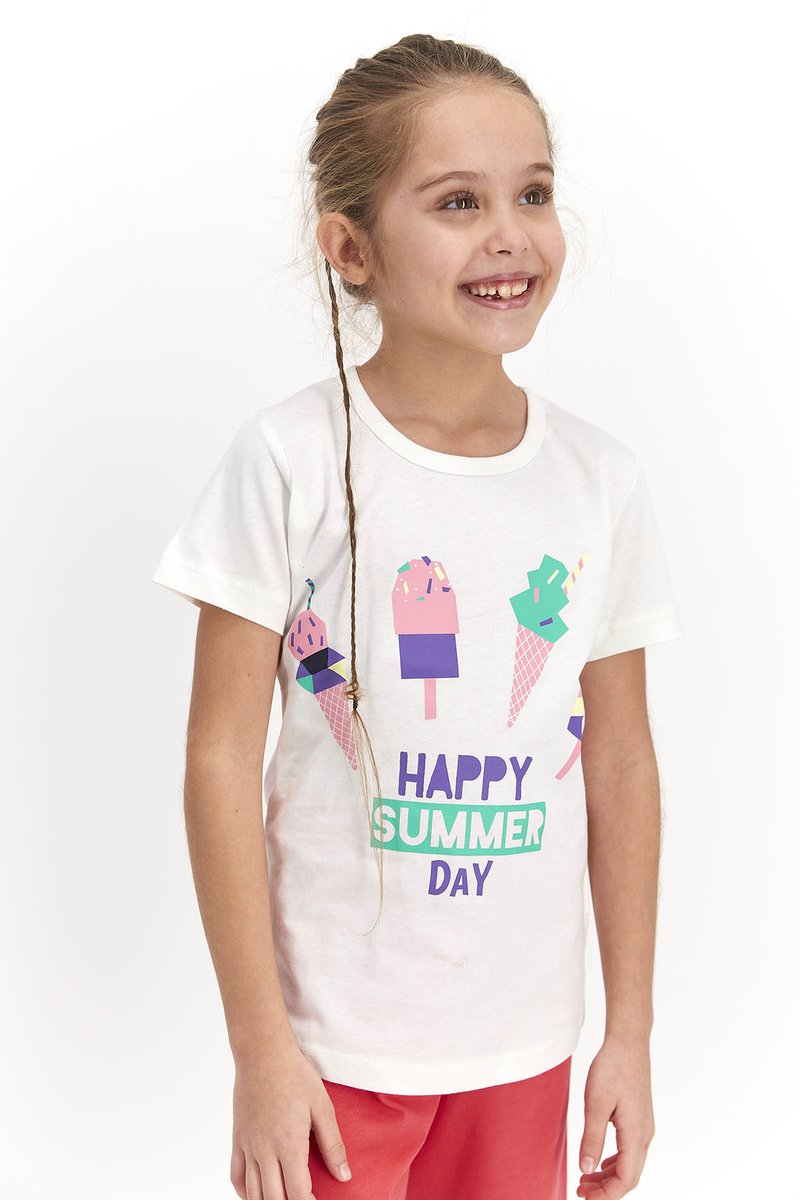 RolyPoly - Rolypoly Happy Summer Krem Kız Çocuk T-Shirt