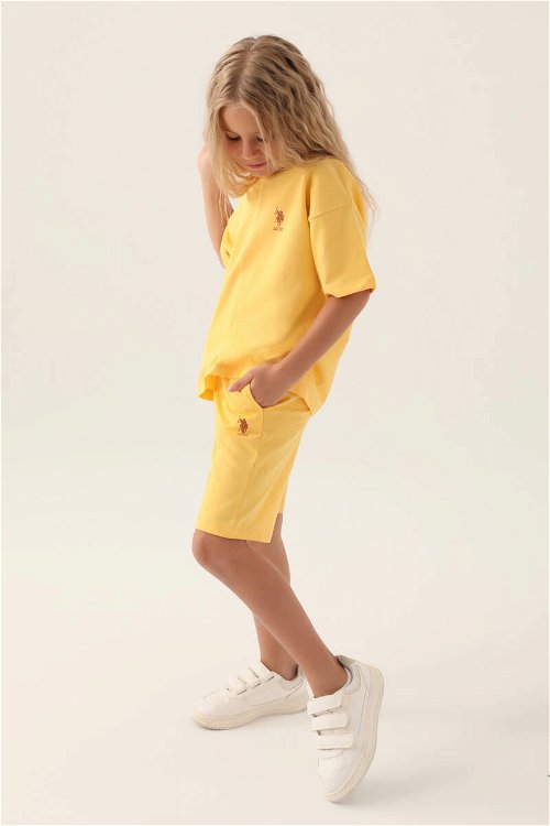 U.S. Polo Assn Lisanslı Simple Turuncu Kız Çocuk Bermuda Takım