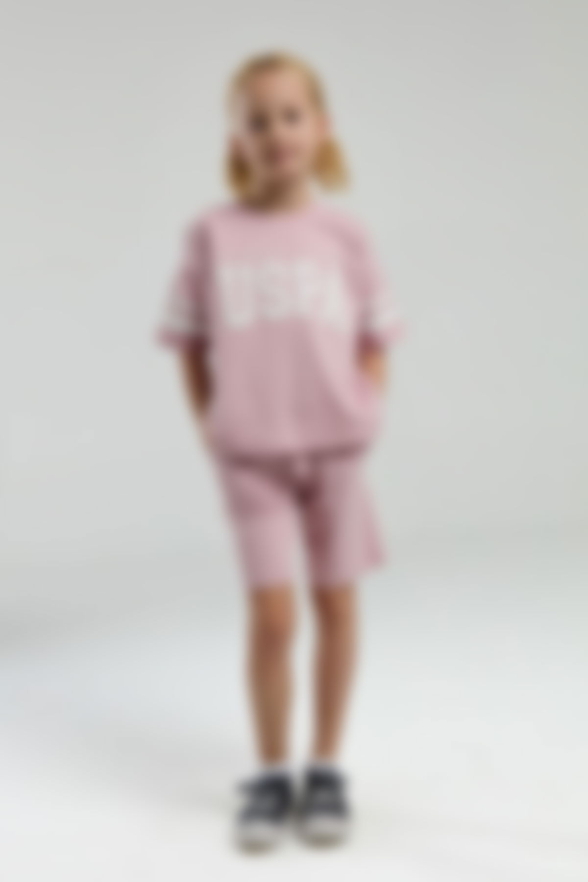 U.S. Polo Assn - U.S. Polo Assn. Kız Çocuk Pembe Bermuda Takım