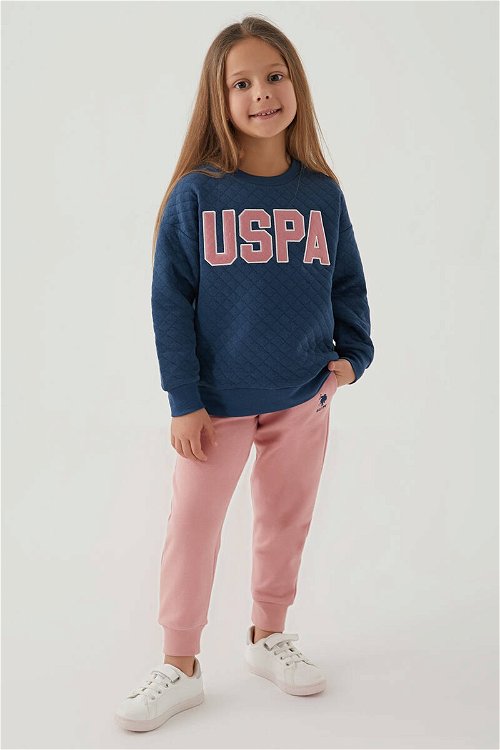 U.S. Polo Assn Plaid Mavi Kız Çocuk Eşofman Takımı