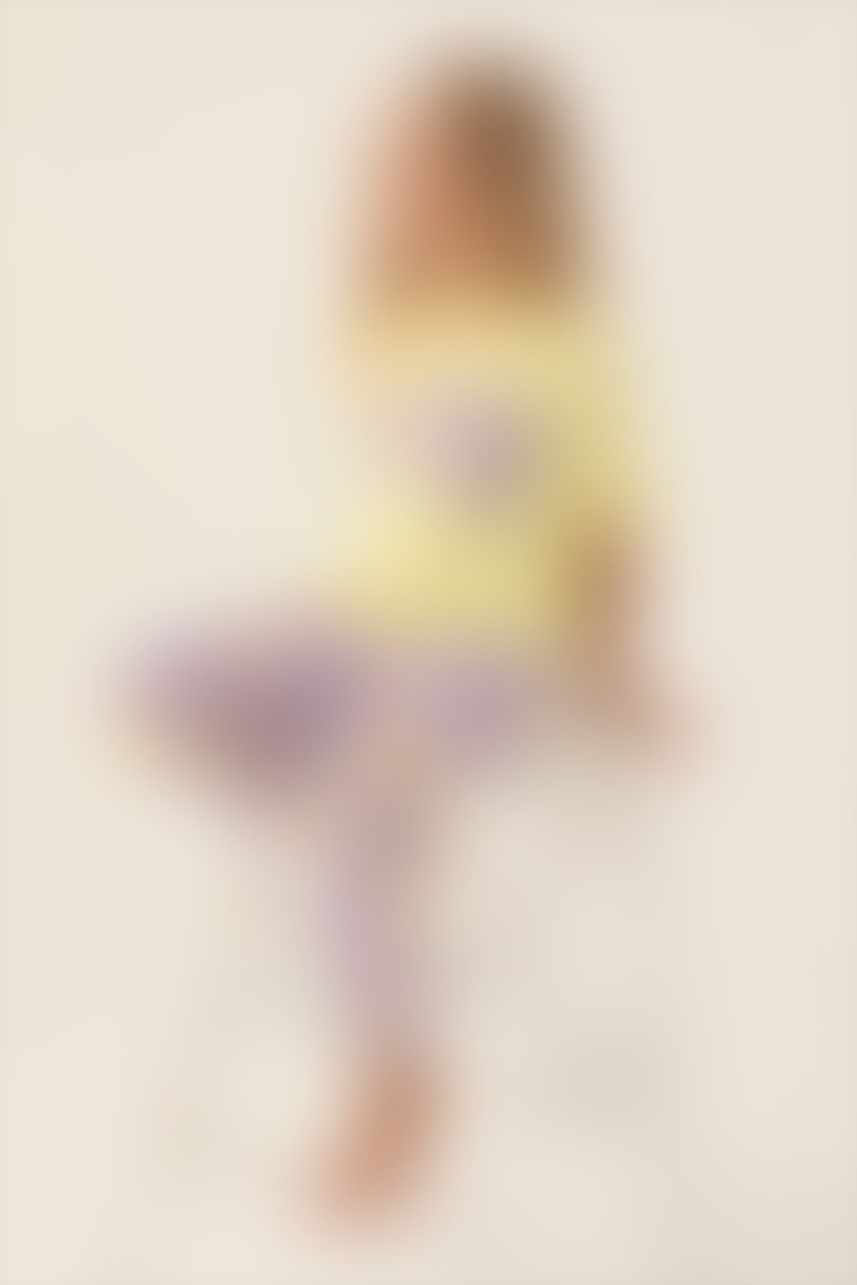 U.S. Polo Assn - U.S. Polo Assn Lisanslı Floral Pattern Açık Sarı Kız Çocuk Pijama Takımı