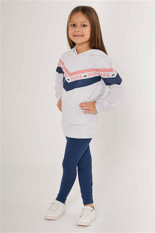 U.S. Polo Assn Striped Beyaz Kız Çocuk Eşofman Takımı