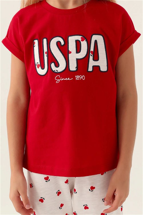 U.S. Polo Assn Lisanslı Text Printed Kırmızı Kız Çocuk Pijama Takımı