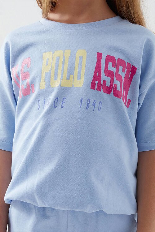 U.S. Polo Assn Sea Blue Mavi Kız Çocuk Kısa Kol Eşofman Takım