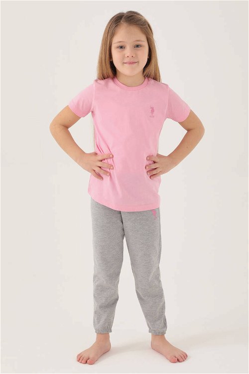 U.S. Polo Assn Light Cute Pink Pembe Kız Çocuk Kısa Kol Pijama Takım