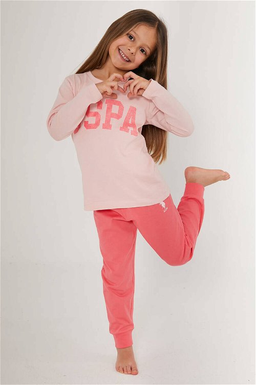 U.S. Polo Assn Bright Pembe Kız Çocuk Uzun Kol Pijama Takım