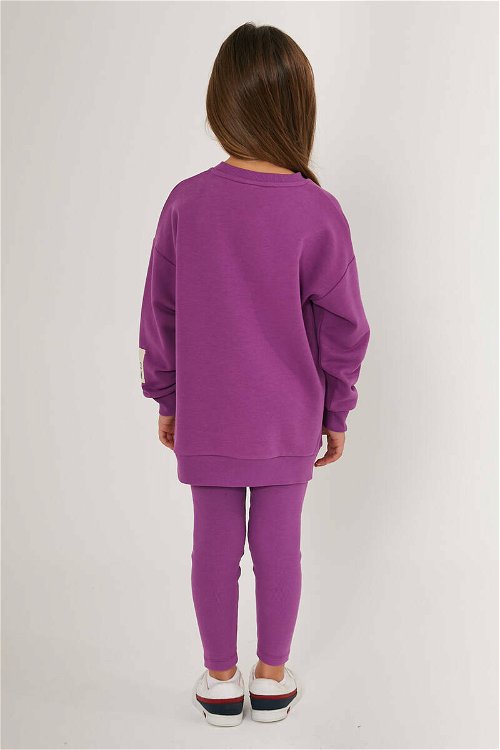 U.S. Polo Assn Shiny Girl Mor Kız Çocuk Uzun Kol Pijama Takım