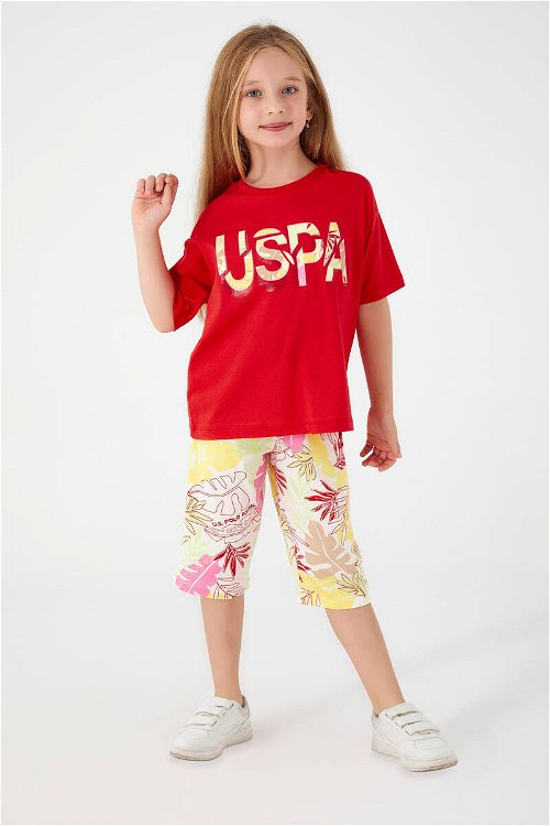 U.S. Polo Assn Sweet Pomegranate Flower Nar Rengi Kız Çocuk Kapri Takım
