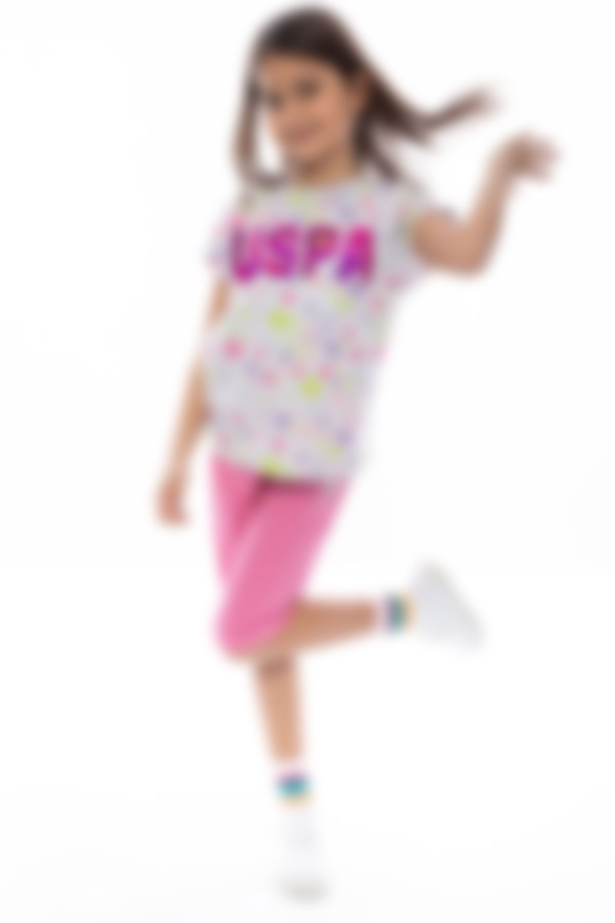 U.S. Polo Assn Kids - KIZ GARSON KAPRİ TAKIMI Kar Melanj 