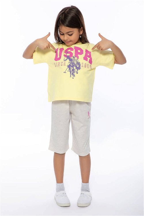 U.S Polo Sarı Kız Çocuk Kapri Takım