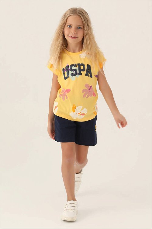 U.S. Polo Assn Lisanslı Leaf Turuncu Kız Çocuk Şort Takım
