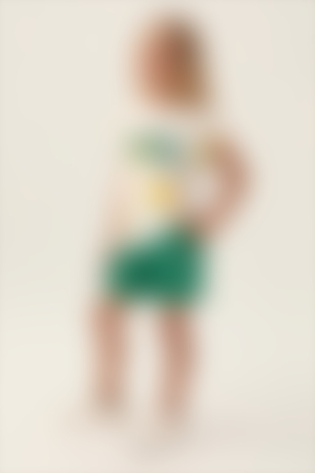 U.S. Polo Assn - U.S. Polo Assn Lisanslı Leaf Krem Kız Çocuk Şort Takım