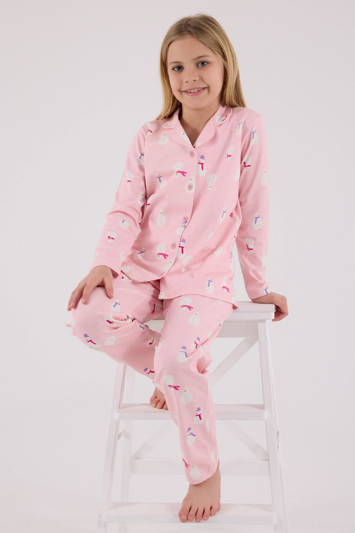 Rolypoly - Rolypoly Kız Çocuk Pembe Gömlek Pijama Takımı (1)