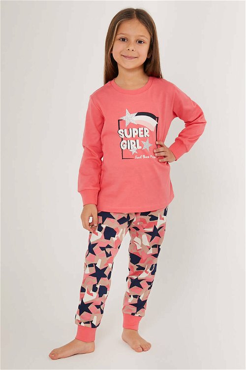 Rolypoly Super Girl Find Your Magic Pembe Kız Çocuk Uzun Kol Pijama Takım
