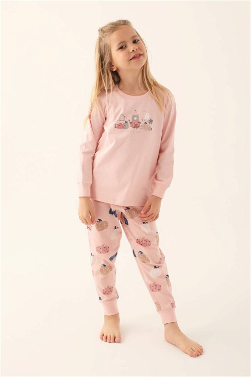 Rolypoly Pudra Kız Çocuk Uzun Kol Pijama Takım