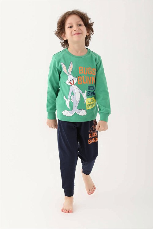 Looney Tunes Çam Yeşili Erkek Çocuk Uzun Kol Pijama Takım