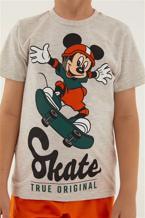 Mickey Mouse Skate Gri Erkek Çocuk Bermuda Takım
