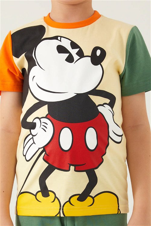 Mickey Mouse Mouse Açık Sarı Melanj Erkek Çocuk Kapri Takım
