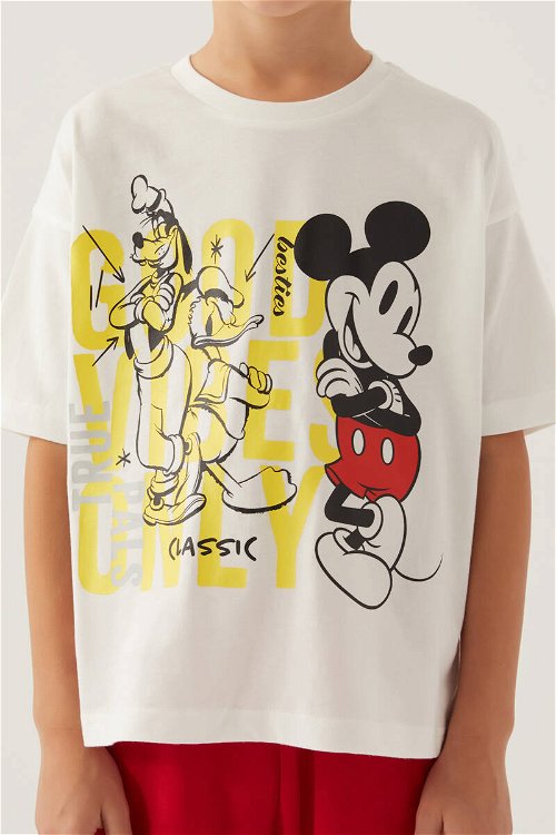 Mickey Mouse Besties Krem Erkek Çocuk Kapri Takım