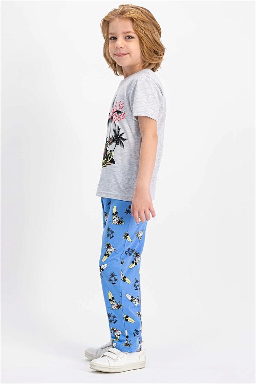Mickey Mouse Lisanslı Karmelanj Kısa Kollu Erkek Çocuk Pijama Takımı