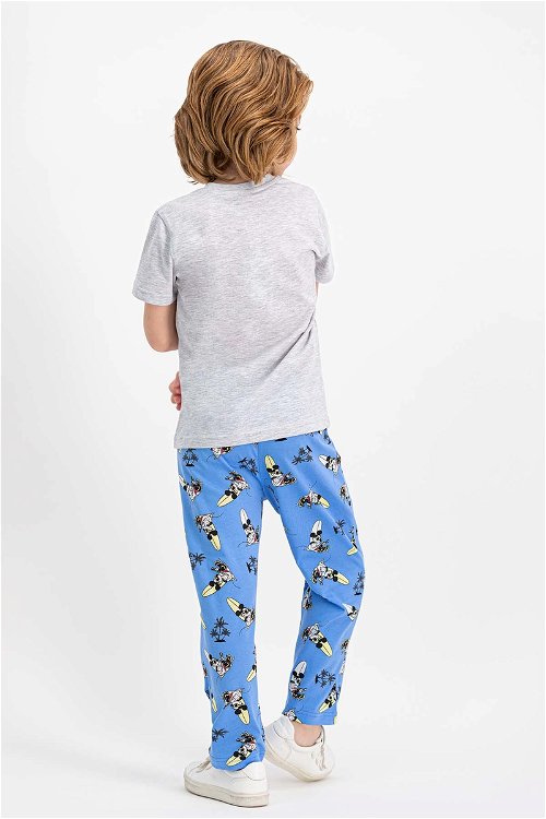 Mickey Mouse Lisanslı Karmelanj Kısa Kollu Erkek Çocuk Pijama Takımı