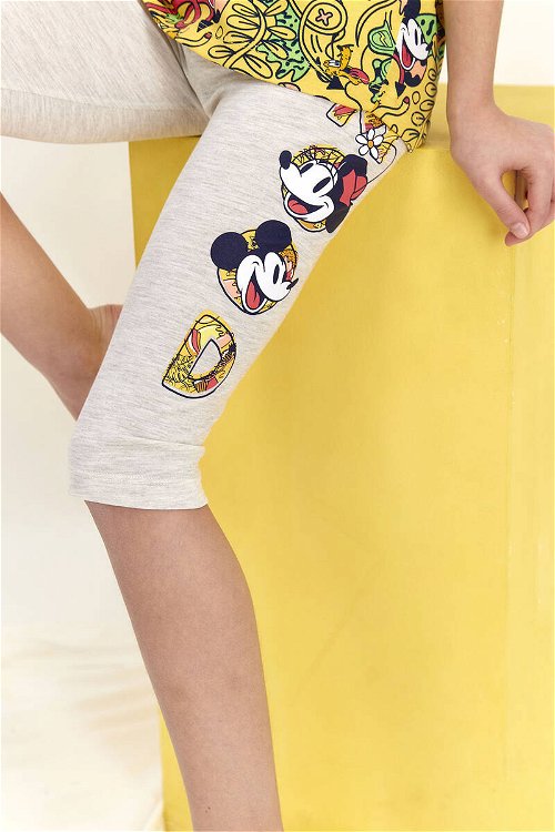 Mickey&Friends Lisanslı Funny World Sarı Kız Çocuk Tayt Kapri Takım