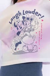 Minie Mouse Lisanslı Laugh Lounder Krem Kız Çocuk Tayt Takım - Thumbnail