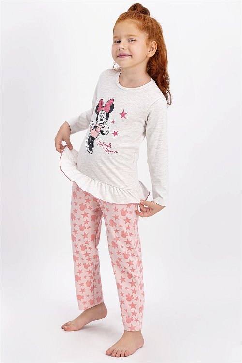 Minnie Mouse Lisanslı Kremmelanj Kız Çocuk Pijama Takımı
