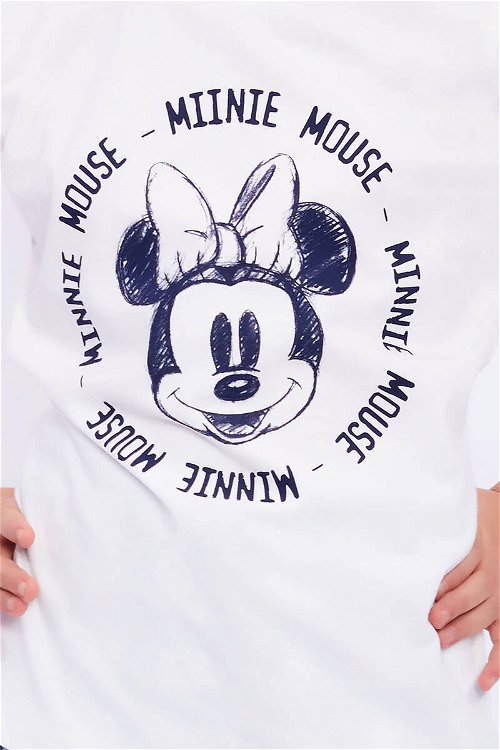 Minnie Mouse Krem Kız Çocuk Pijama Takımı