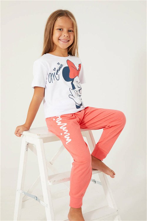 Minnie Mouse Candy Minnie Beyaz Kız Çocuk Kısa Kol Pijama Takım