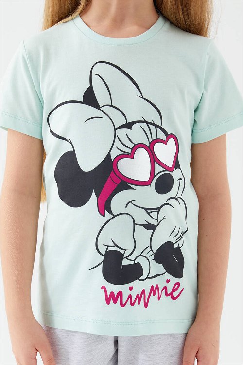 Minnie Mouse Glasses Açık Mavi Kız Çocuk Kapri Takım